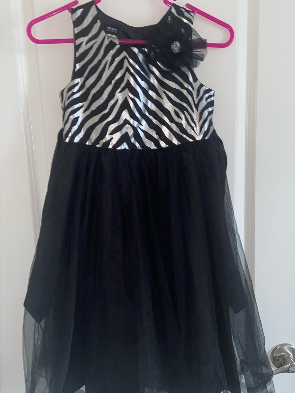 NWOT Holiday Editions Girls Zebra Tulle Party Dress Black White
Size M (7-8)